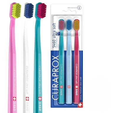 Curaprox CS 5460 Ultra-Soft Toothbrush – for Sensitive Teeth & Gums | Gentle Plaque Removal | 3-Pack |Random Colour