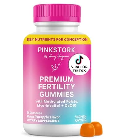 Pink Stork Premium Fertility Gummies | Fertility Supplements for Women with CoQ10, Myo-Inositol + Prenatal Vitamins | Conception Support | Hormone Balance for Women, Ovarian Care - 60 Gummies