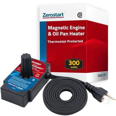 Zerostart 3400021 Magnetic Engine Block Heater Thermostat Protected | 300 Watt Magnet Heater for Oil Pans, Transmissions, and Engines | 6 Foot Cord, 120 Volts, CSA Certified