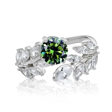 YSDD Green Moissanite Ring Women 925 Sterling Silver 1 Carat Emerald Green Moissanite Promise Ring Anniversary Ring