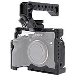 Foto4easy Camera Cage for Sony A7 IV A7S III DSLR Camera,Cage with Handle Grip and Quick Release 1/4'' 3/8'' Screw Expansion Microphone Monitor Fill Light, Black