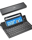 Foldable Bluetooth Keyboard Portable Folding Travel Keyboard for iPhone 15 Pro Plus/Xs/max/x/14/13 /12/11 /iPad/iPad Mini 4, Samsung Android Tablet Smart Phone (Black)