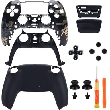 Replacement Housing Shell for PS5 Controller,Faceplates Replacement kit for PlayStation 5 Controller,Includes Front and Back Shell,Thumbsticks,Touch Pad, Buttons (Glossy Black)