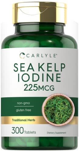 Carlyle Sea Kelp Iodine Supplement | 225mcg | 300 Tablets | Non-GMO, Gluten Free | Traditional Herb Supplement