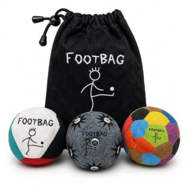 Capyland 3PC Hacky Footbags Set, 2oz Synthetic Suede Adult-Sized Sacks