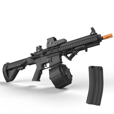 Ctffnny Powerful Full Auto M416 Gel Blaster, Pre-Loaded Function 130FPS, 80FT, 10RPS, High Speed Gel Gun, Orby Gun Drum Magazine with Goggles for Backyard Games