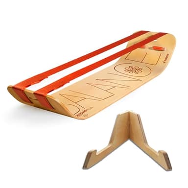 GIBBON SlackBoard Plus & Stand - 2-in-1 Slackline Balance Board for Adults - Workout Equipment Home Gym Training - Wooden Balance Trainer, Standing Desk Exercise, Yoga, Agility, Pilates, Core, Fitness