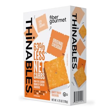 Fiber Gourmet Thinables Baked Cheese Crackers Healthy Low Net Carb Keto - Real Cheddar, High Fiber, 70 Calories, 6g Net Carbs, 13g Fiber, 5g Protein, Kosher - 4.25 Ounce (pack of 1)