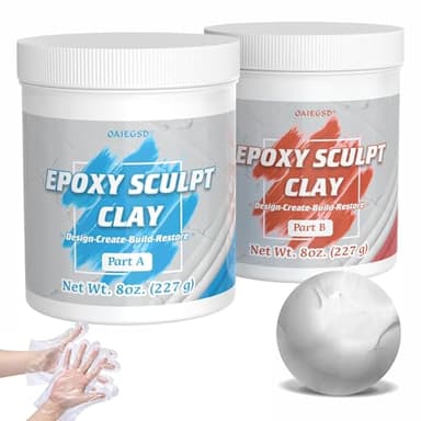 1 Pound White Epoxy Putty Sculpt Clay, 2 Part (A & B) Modeling Compound for Sculpting, Modeling, Building, Repairing, Self-Hardening Epoxy Clay Easily Repairs Metal, Wood, Tile, Ceramics, Plastic