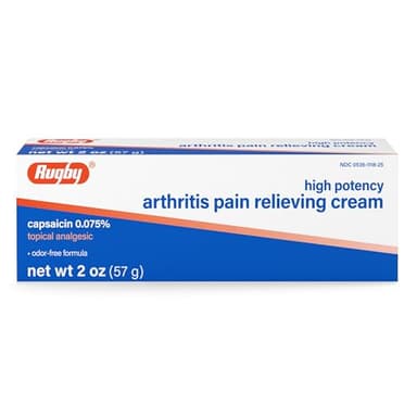 Rugby High Potency Capsaicin 0.075% Cream - Pain Relief Cream for Arthritis - 2 Oz (57g), (1 Pack)