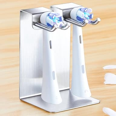 YAYINLI Electric Toothbrush Head Holder, Electric Tooth Brush Stand, Toothbrushes Holder, Electric Toothbrush Holder Wall Mounted or Desktop, Shower Tooth Brush Head Holder Storage (Silver)