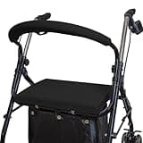 Rollator Walker Seat and Backrest Rollbar Covers Set Adjustable Patterns Walker Cover Accessories for Walker Rollator (Black)