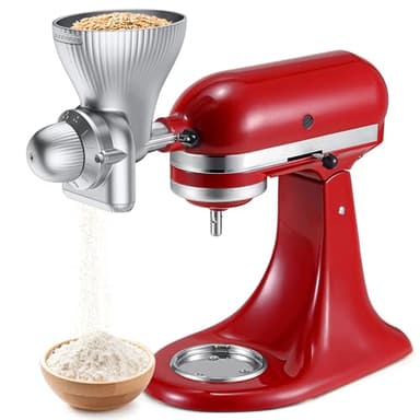 All Metal Grain Mill Attachment for KitchenAid Stand Mixer with 12 Grind Level Flour Mill, Grain Mill Attachment Fit for Grinding Wheat, Corn, Oats, Buckwheat,Millet and Other Cereals