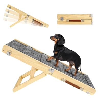 2026 Upgraded Dog Ramp for Couch, Foldable Small Dog Ramp for Sofa, 4 Adjustable Height from 13'' to 21", Portable Stable Pet Steps with Non-Slip Pad, Pet Ramps Use for Sofa Couch Stairs