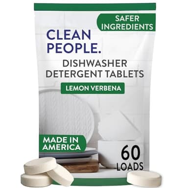 The Clean People Dishwasher Tablets - Cuts Grease & Rinses Sparkling Clean - Residue-Free - Phosphate Free Dishwashing Tablets (60 Count, Lemon Verbena)