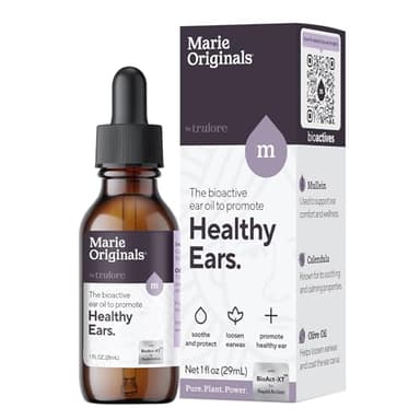 Marie Originals Natural Ear Oil Drops | Mullein Garlic Oil Ear Drops for Infection Prevention, Herbal Ear Ache Drops for Adults, Kids & Pets, Soothes Ear Pain & Wax Removal, Earache Remedies (1 Pack)