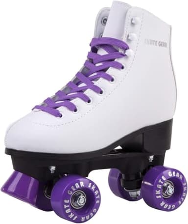 Skate Gear Extra Support Quad Roller Skates for Kids and Adults (Purple, Women's 9 / Men's 8)