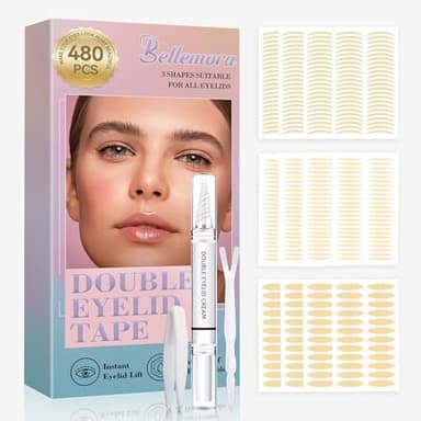 Bellemora Eyelid Lifter Strips 480PCS, Invisible Double Eyelid Tape, Eyelid Tape for Hooded Eyes Invisible, Eyelid Tape, Instant Eye Lift Without Surgery for Hooded, Droopy, Uneven, Mono-Eyelids