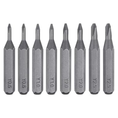 HARFINGTON 8pcs Tri Wings Screwdriver Bit Set Y0.6-Y2.5 5/32" Hex Shank 28mm Length S2 Steel Magnetic Y-Shaped Head Screw Driver Drill Bits for Electric Manual Screwdrivers Precision Repair