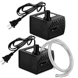 PULACO 2Pcs Mini Fountain Pump (50GPH 3W), Ultra Quiet Submersible Water Pump for Aquarium, Small Fish Tank, Pet Water Fountain, Tabletop Fountains, Water gardens and Hydroponic Systems