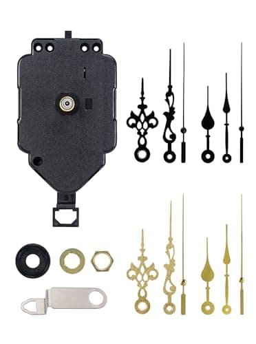 Sangtai 6168 Quartz Pendulum Clock Movement Mechanism Kit with 4 Sets of Hands, DIY Replacement/Repair for Wall Clocks, Battery Powered Step Type Clock