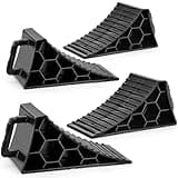 Wheel Chocks 4 Pack, RV Chocks with Handles for RV Trailer Camper Car Truck, Wheel Block Stopper for Tire, Strong RV Wheel Chocks Hexagonal Honeycomb Structure, RV Trailer Accessories