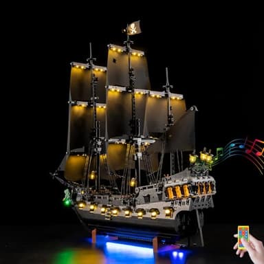 Kyglaring LED Light Kit Compatible with Lego Captain Jack Sparrow's Pirate Ship 10365 Building Blocks, Upgraded Original Movie Sound, Lighting Accessories for Lego Black Pearl Model Set, Lights Only