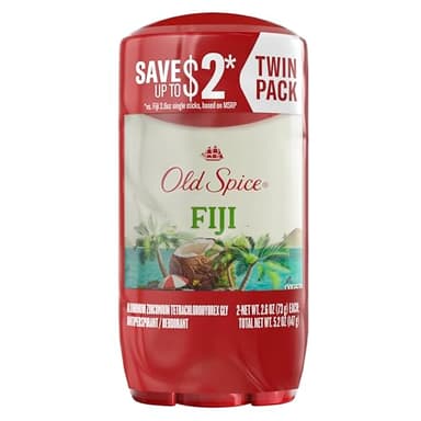 Old Spice Dry Feel Antiperspirant Deodorant for Men, 24/7 Freshness, 24/7 Sweat & Odor Protection, Gentle on Skin with Skin Conditioners, Fiji with Palm Tree + Coconut Scent, 2.6 oz (Pack of 2)