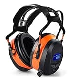 Gardtech Hearing Protection Ear muffs With Bluetooth, NRR 29dB Noise Reduction Wireless Earmuffs with Rechargeable Battery, FM Radio Headphones for Mowing - 2024 Upgraded LCD Display, Orange