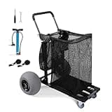 Bonsing Beach Cart Foldable Fishing Trolley with 12 inch Balloon Wheels for Sand All-Terrain