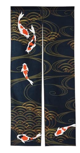 next.design Noren Japanese Style Doorway Curtain with a Picture of Nishiki Carp Nishikigoi Printed on it (pattern1)