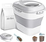 ANVS Dog Food Storage Container - Up to 30Lbs Collapsible Dog Food Container with Airtight Lids, Scoop and 2.5L Small Pet Food Storage Container Dry Food For Dog, Cat and Other Pet Food (Grey)