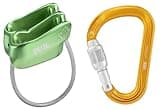 PETZL Verso Belay Device with Attache Screw-Lock Carabiner - Compact, Lightweight Belay Device, for One or Two Rope Strands While Climbing or Rappelling - Green