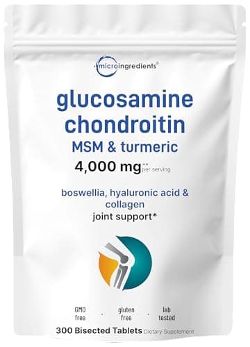 Glucosamine Chondroitin MSM & Turmeric 4,000mg Equivalent, 300 Bisected Tablets | Joint Health & Mobility Support for Women & Men | 7-in-1 with Boswellia, Hyaluronic Acid & Collagen Complex