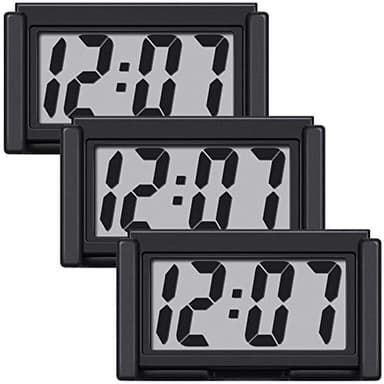 Frienda 3 Pieces Mini Digital Clock Small Digital Clock Stick on Battery Operated Self Adhesive Bracket for Car Dashboard Fridge (Black)