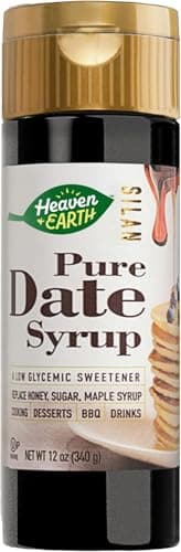 Heaven & Earth 100% Pure Organic Silan Date Syrup 12oz | Date Honey | Squeeze Bottle | Natural Honey or Maple Syrup Alternative | Low Glycemic Index, Great Sugar Replacement | Kosher