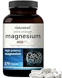 NatureBell Magnesium Glycinate 400mg (Elemental), 270 Capsules – 100% Chelated for Max Absorption | Non-GMO & No Gluten, Bioavailable Mineral Supplement for Muscle, Joint, Enzyme, & Heart Health