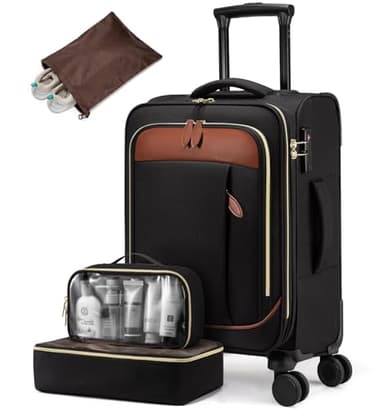 LOVEVOOK 4 Pcs Carry On Luggage 22x14x9 Airline Approved 20 Inch Underseat Carry on Suitcase for Women Men Softside Travel Luggage with Spinner Wheels and TSA Lock