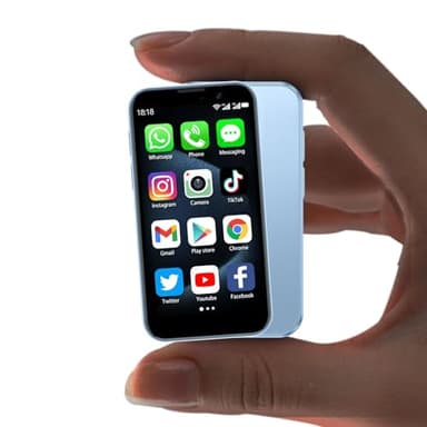 BLKE Max Mini Phone Unlocked World's Smallest 3.0" HD Touch Screen Mini Smartphone Android Compact Mobile Phone for Kids &Students Cell Phone wih Quad-Core Dual SIM Face lD2GB+16GB Blue