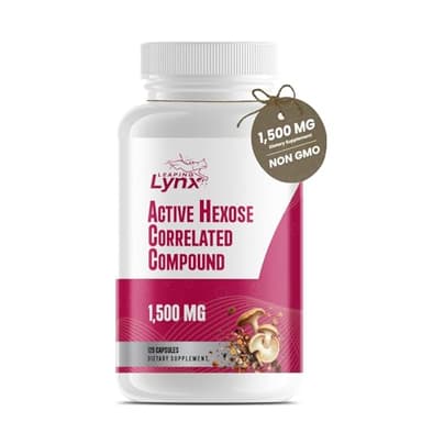 Active Hexose Correlated Compound 1500 mg, Clinically Studied Mushroom Extract for Immune System Support & Cellular Defense | 120 Capsules (40-Day Supply) | Non-GMO, Shiitake, Lion's Mane, Turkey Tail