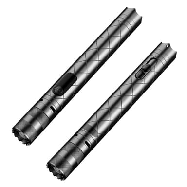 Upgrade 6 in1 LED Zoomable Flashlight with Arc Lighter Hidden Camera Detectors and Door Alarm Warning,Rechargeable Tactical Flashlight for Travel,Camping,Emergency,Gifts For Men&Women (Black1)