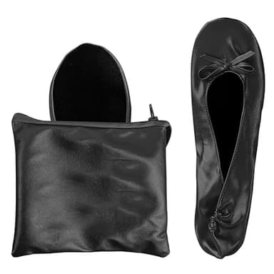 xaijciz Women's Foldable Flats （Black Medium）
