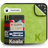 Koala Lens Cleaning Cloth | Japanese Microfiber | Glasses Cleaning Cloths | Eyeglass Lens Cleaner | Eyeglasses, Camera, VR/AR Headset, and Screen Cleaner | Black & Green (Pack of 6)