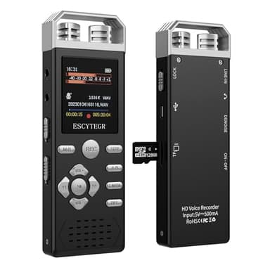 ESCYTEGR 144GB Digital Voice Activated Recorder 1536KBPS Audio Voice Recorder with Playback Recording Device Dictaphone Sound Tape Recorder with Password Protection for Lectures,Meetings
