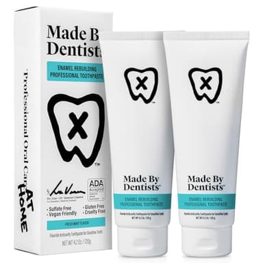 Made by Dentists Professional Enamel Rebuilding Toothpaste - 2 Pack - Remineralizing Nano Hydroxyapatite Toothpaste with Sodium Fluoride, ADA Approved, Vegan, 2 x 4.2oz