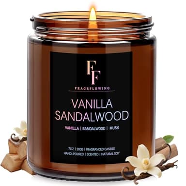 Vanilla Sandalwoods Scented Candle for Home Soy Wax Candle, Aromatherapy Candle Gift for Women Men, 7oz
