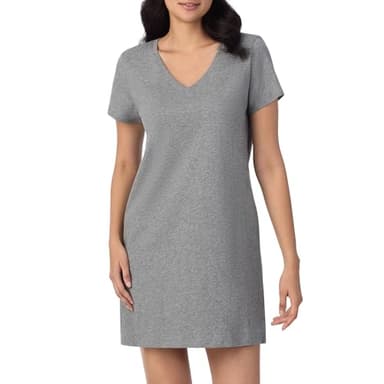 Nautica Womens Sleep Shirt Dress - Mid-Thigh Length Lightweight, Breathable Pajama Top - Cotton Knit Jersey V-Neck Sleepwear and Loungewear, Navy Stripe, 3X