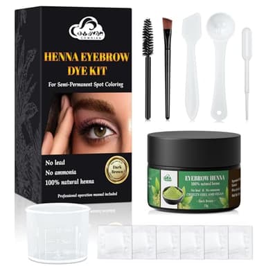 Comdian Henna Eyebrow Tint Kit, Natural Henna Eyebrow Dye Powder 15 Grams, Professional Hair Spot Color Kit for Home and Salon Use Dark Brown