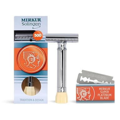 MERKUR Progress 500 Adjustable Double Edge Safety Razor - Standard Handle Adjustable Razor With Dial Made in Germany Plastic-Free Closed Comb Straight Bar
