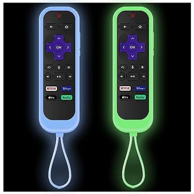 2Pack Remote Cover with Tracker for Roku | Onn Remote | Express 4K+ | TV | TCL Glow in The Dark